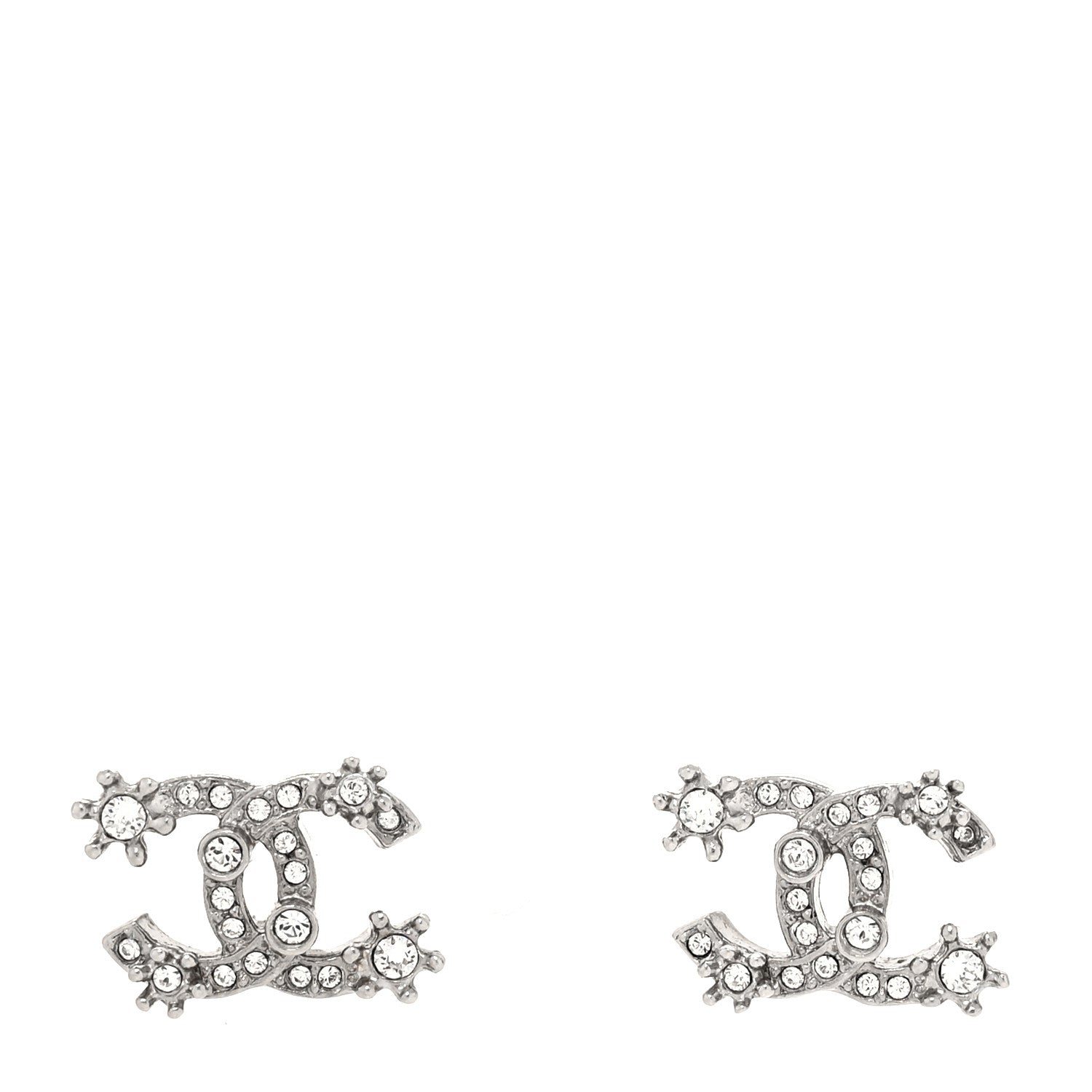 Chanel Crystal CC Star Earrings Silver 1 of 4