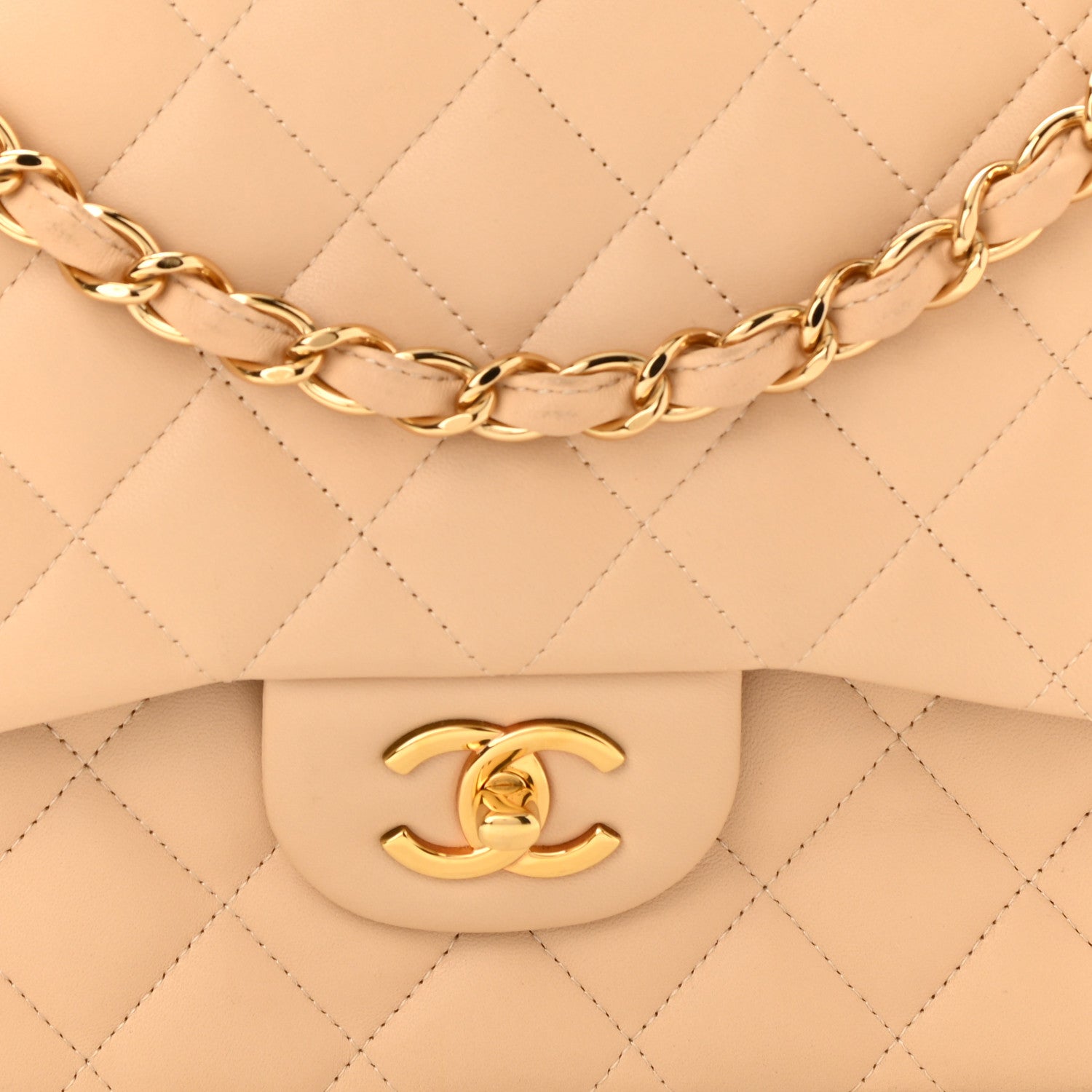 Chanel Lambskin Quilted Jumbo Double Flap Beige 8 of 19