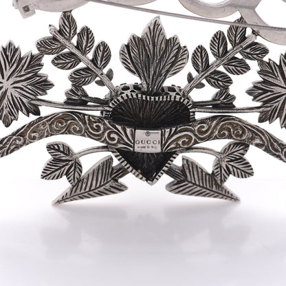 Gucci Metal Crystal Guccy Brooch Aged Silver 4 of 5