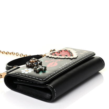 Dolce & Gabbana Calfskin Crystal Embellished Mini Von Bag Black 3 of 7
