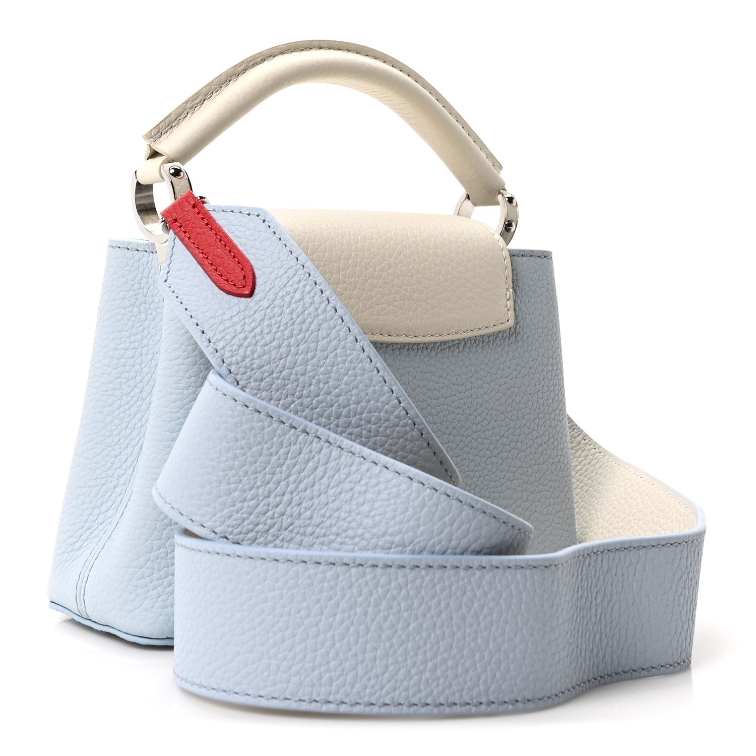 Louis Vuitton Taurillon Capucines Mini Light Blue White Red 3 of 9
