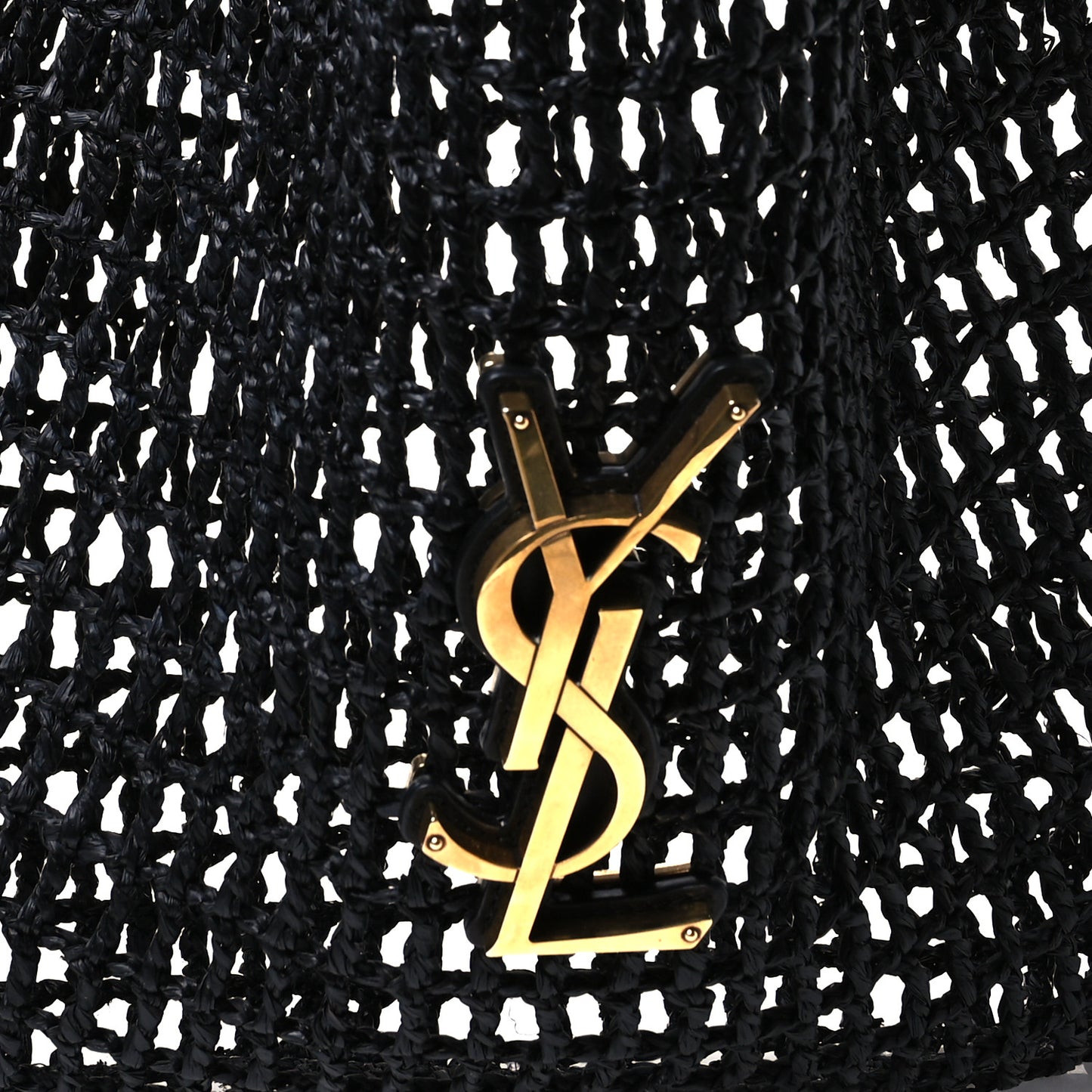 Raffia Calfskin Oxalis Shoulder Bag Black
