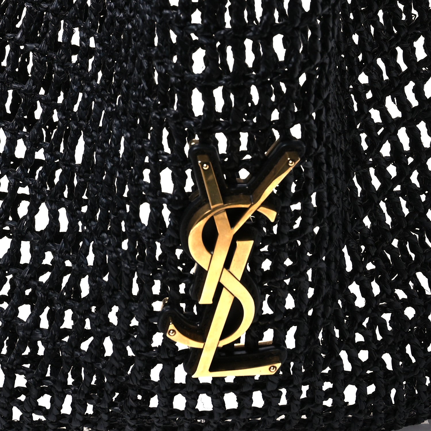 Saint Laurent Raffia Calfskin Oxalis Shoulder Bag Black 8 of 11