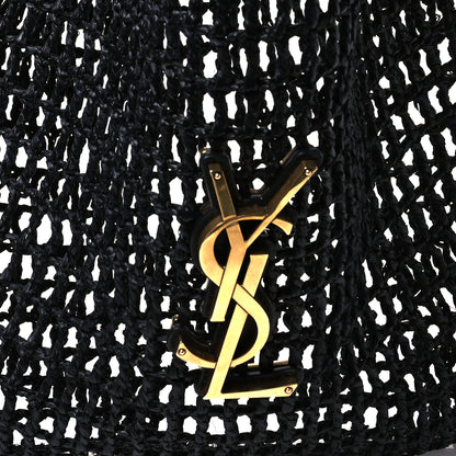 Saint Laurent Raffia Calfskin Oxalis Shoulder Bag Black 8 of 11