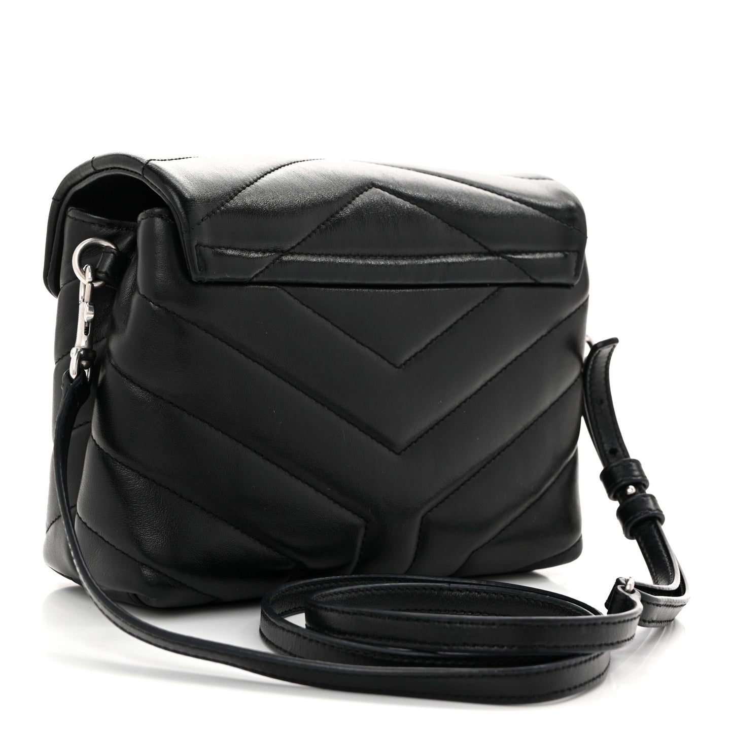 Calfskin Y Quilted Monogram Toy Loulou Crossbody Bag Black