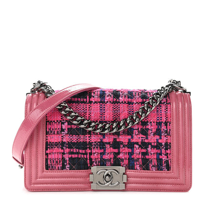 Chanel Patent Tweed Medium Boy Flap Fuchsia 1 of 11