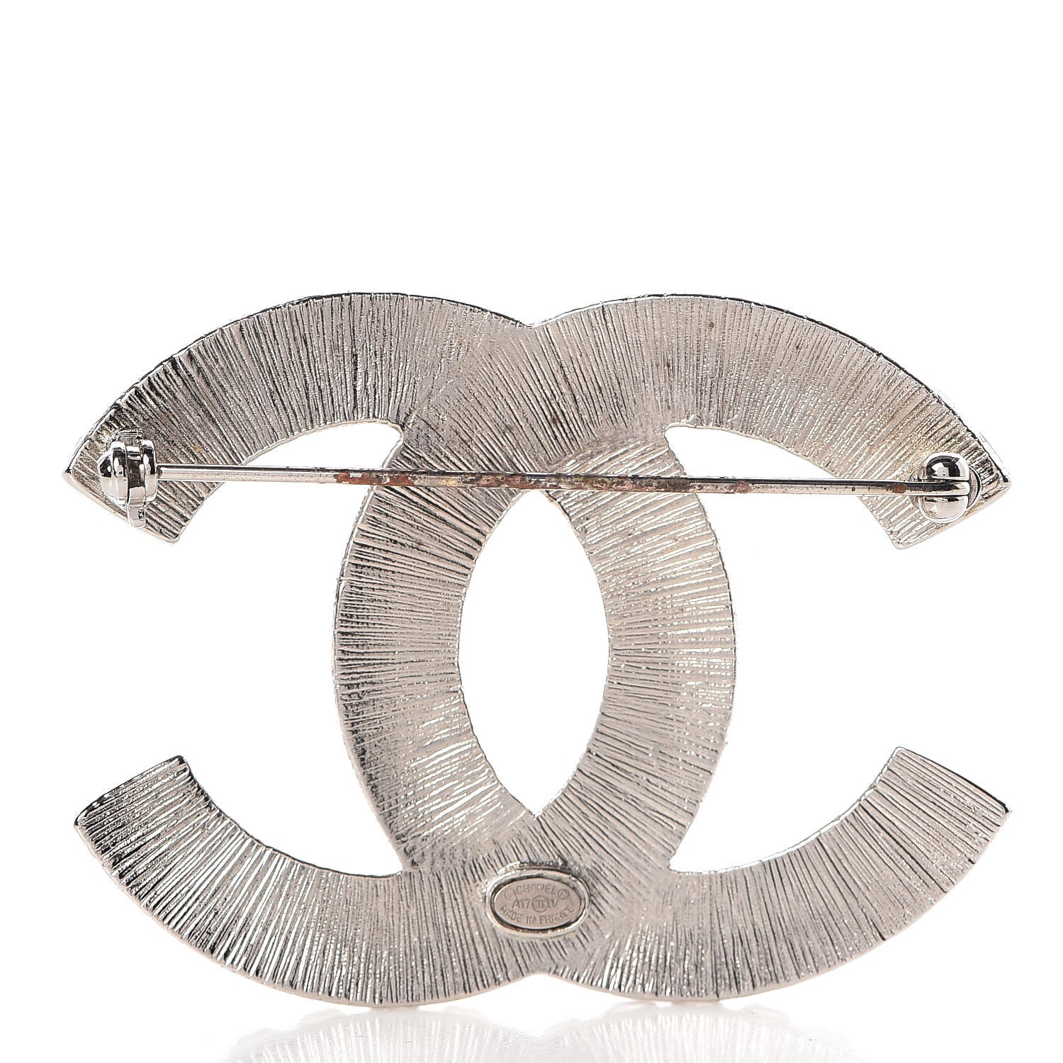 Chanel Baguette Crystal CC Brooch Silver 3 of 7