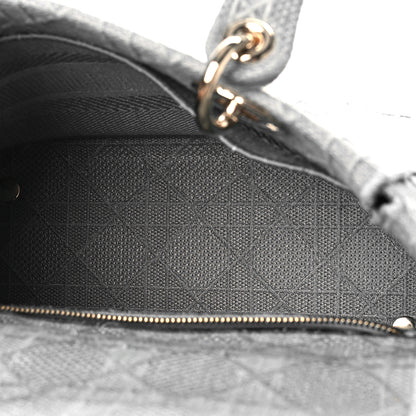 Christian Dior Canvas Embroidered Cannage Medium Lady Gray 5 of 9