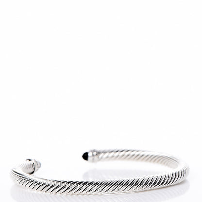 David Yurman Sterling Silver Diamond Black Onyx 5mm Cable Classics Bracelet 3 of 5