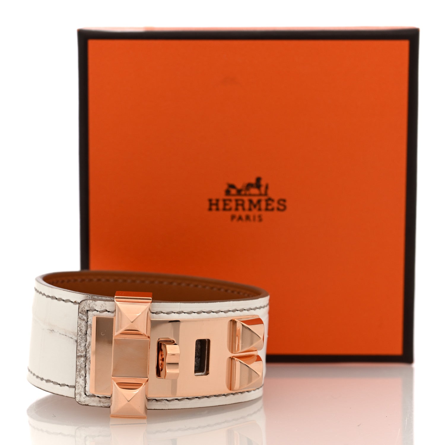 Hermes Matte Niloticus Crocodile Himalaya Collier De Chien CDC 24
