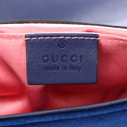 Gucci Velvet Matelasse Mini GG Marmont Shoulder Bag Cobalt Blue 6 of 12
