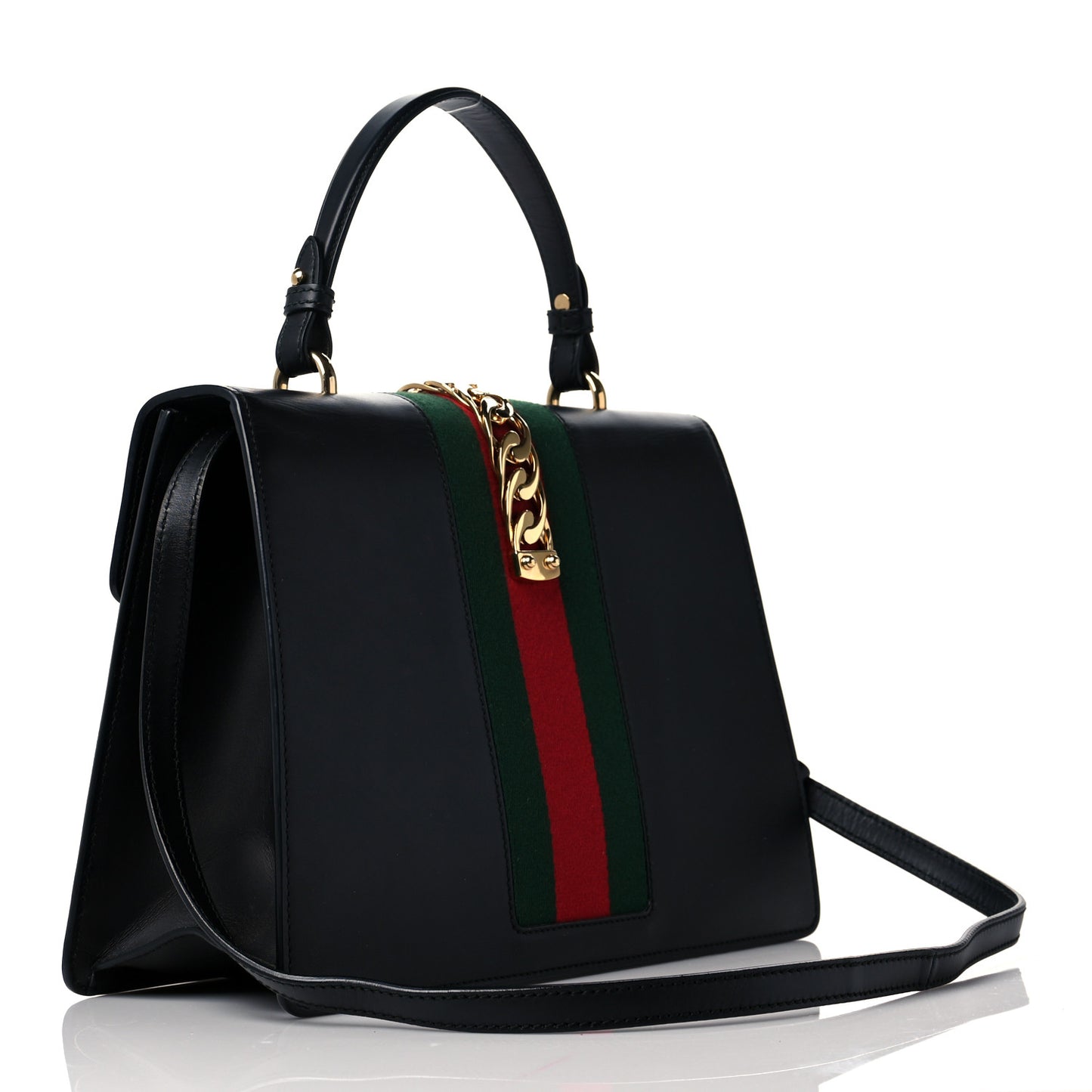 Calfskin Medium Sylvie Top Handle Bag Black
