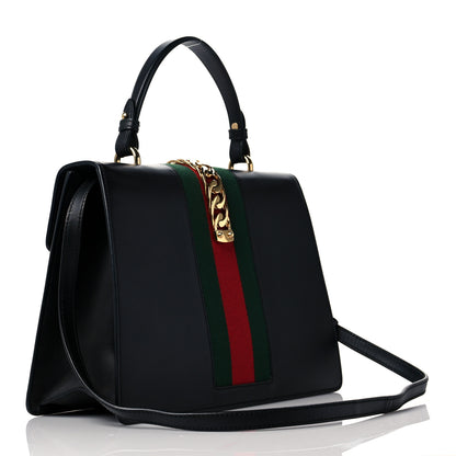 Gucci Calfskin Medium Sylvie Top Handle Bag Black 3 of 11