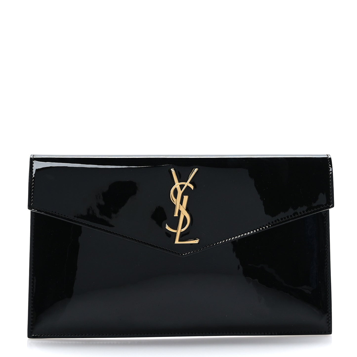 Patent Calfskin Monogram Uptown Clutch Black
