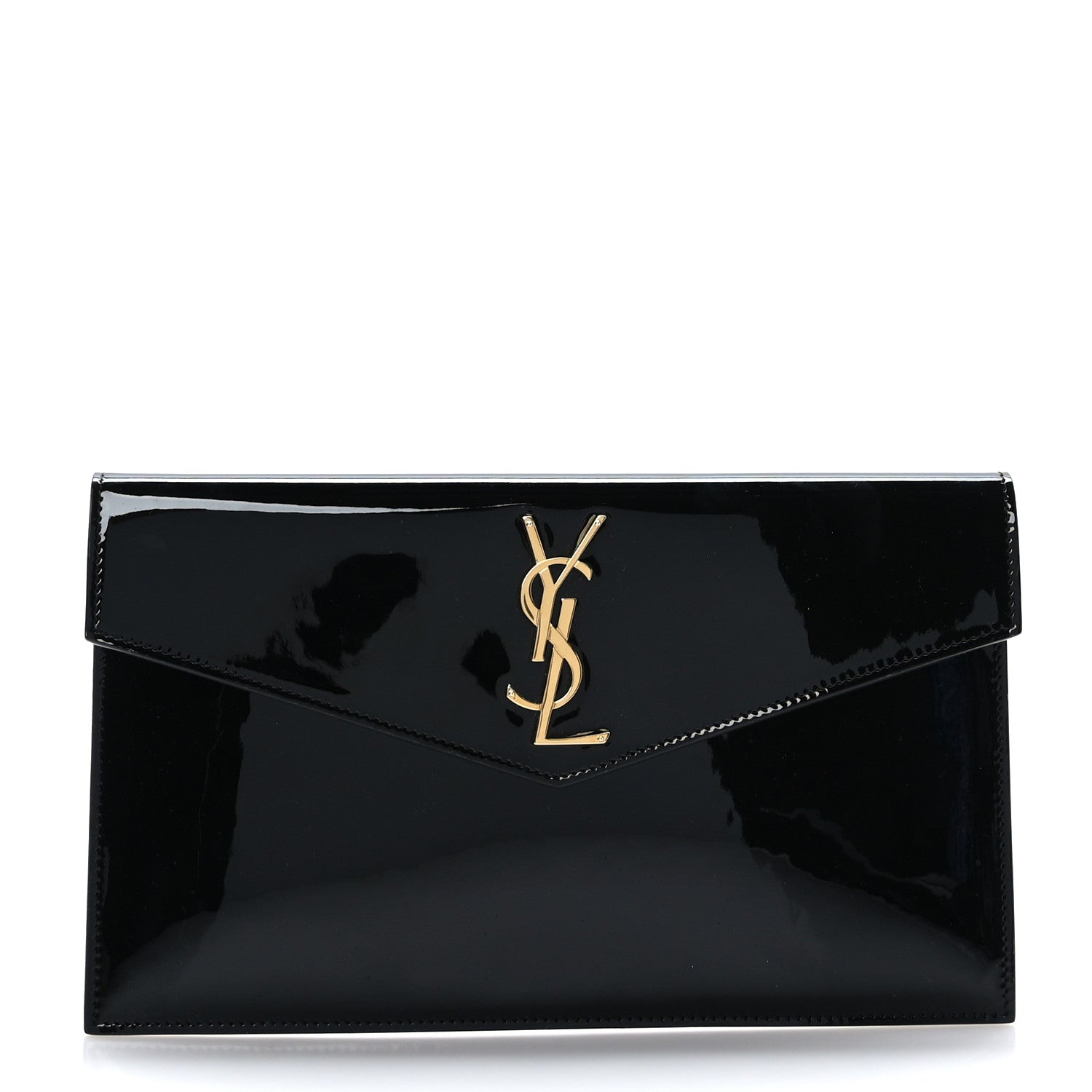 Saint Laurent Patent Calfskin Monogram Uptown Clutch Black 1 of 6