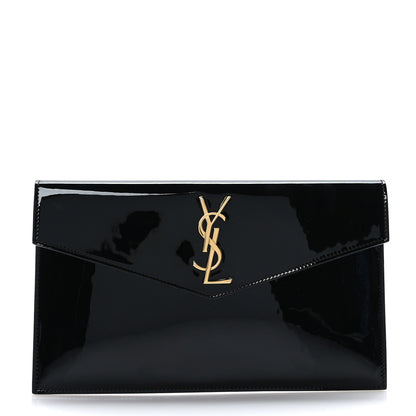 Saint Laurent Patent Calfskin Monogram Uptown Clutch Black 1 of 6
