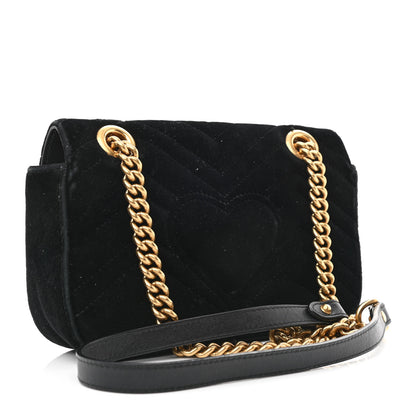 Gucci Velvet Matelasse Mini GG Marmont Shoulder Bag Black 3 of 13