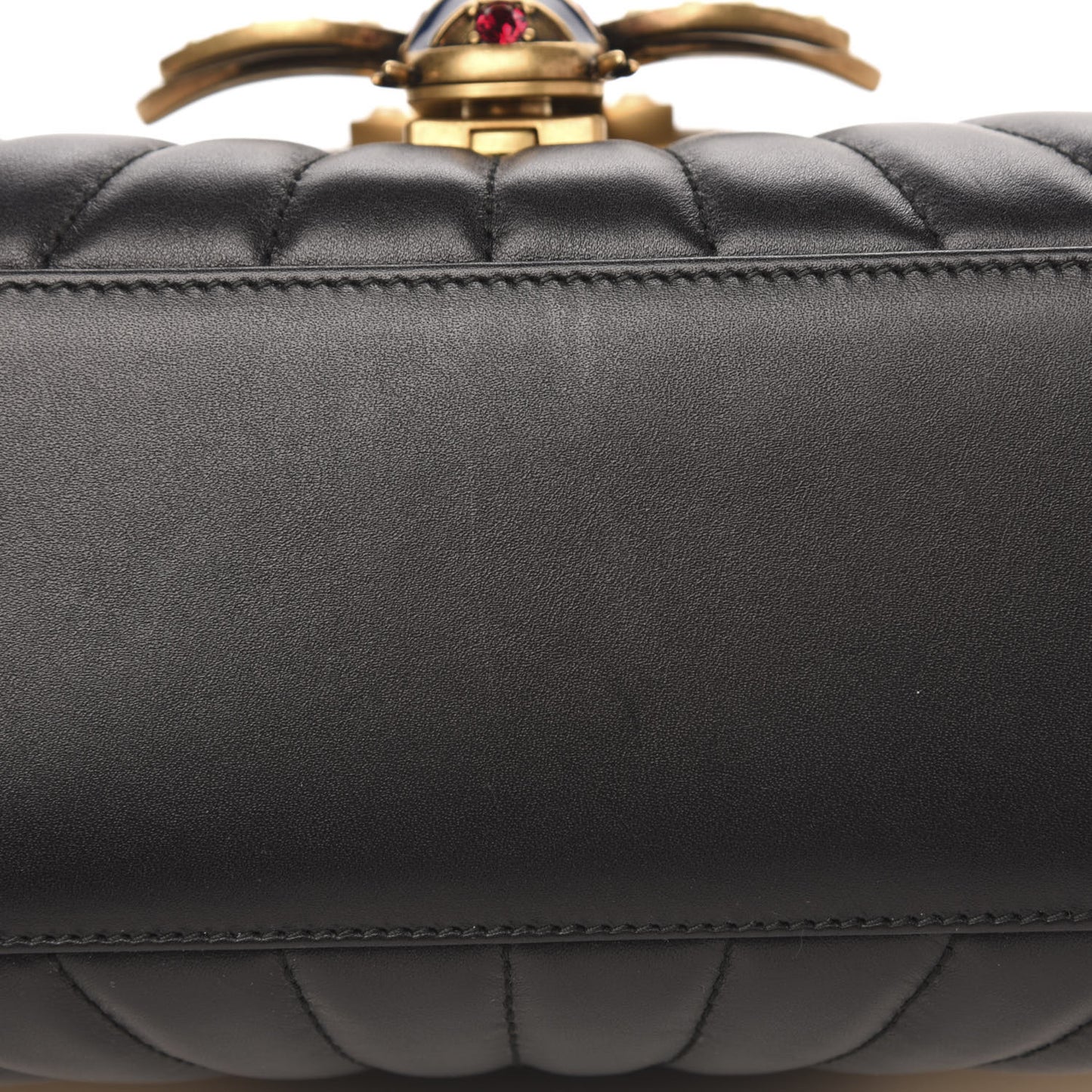 Calfskin Bamboo Trapuntata Queen Margaret Top Handle Bag Mystic White Black