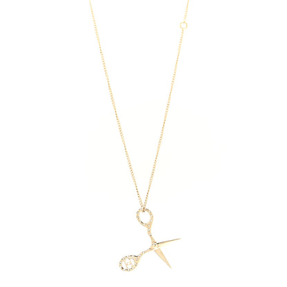 Chanel Metal Strass Crystal Scissors CC Pendant Necklace Gold 1 of 6