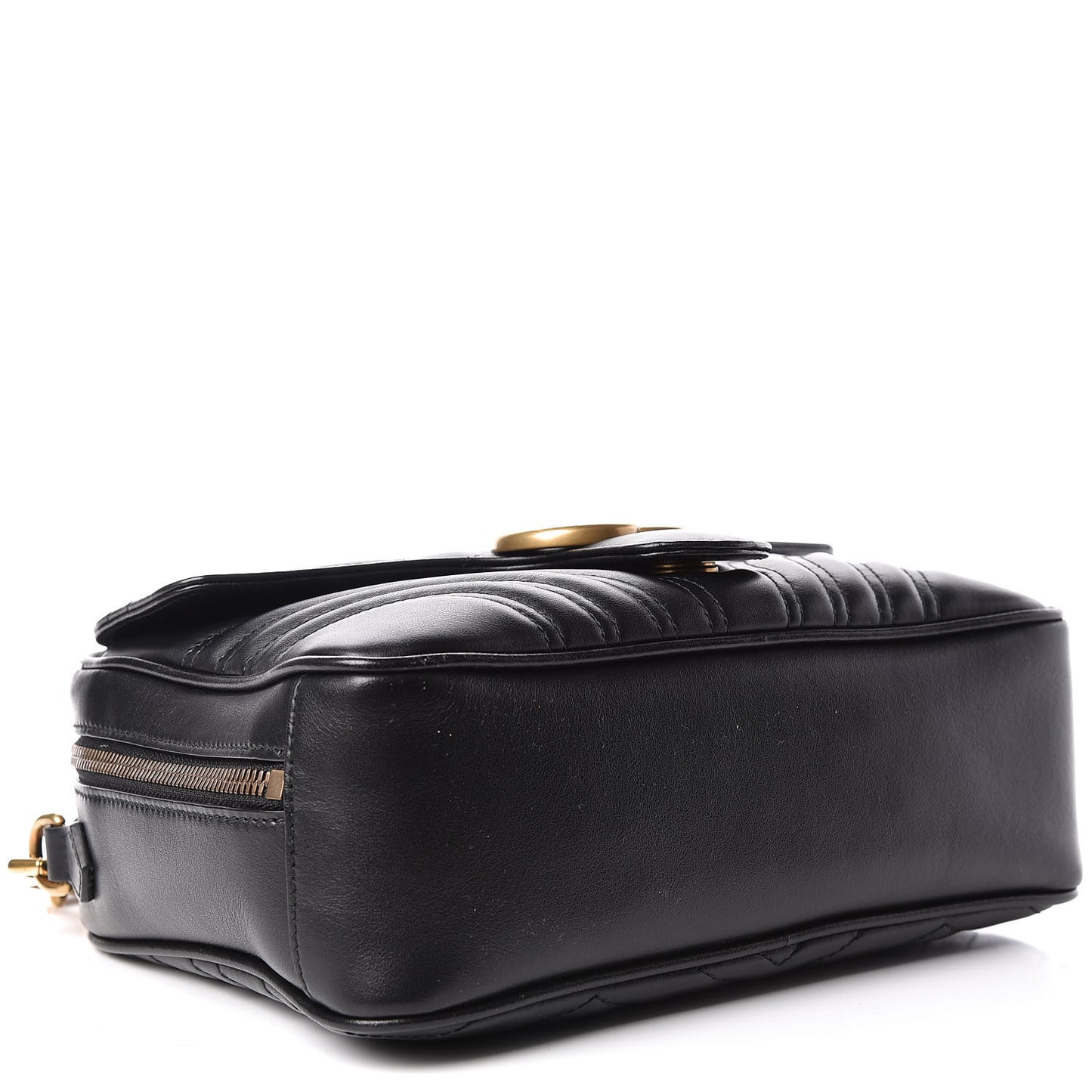 Calfskin Matelasse Sylvie Web Small GG Marmont Top Handle Shoulder Bag Black