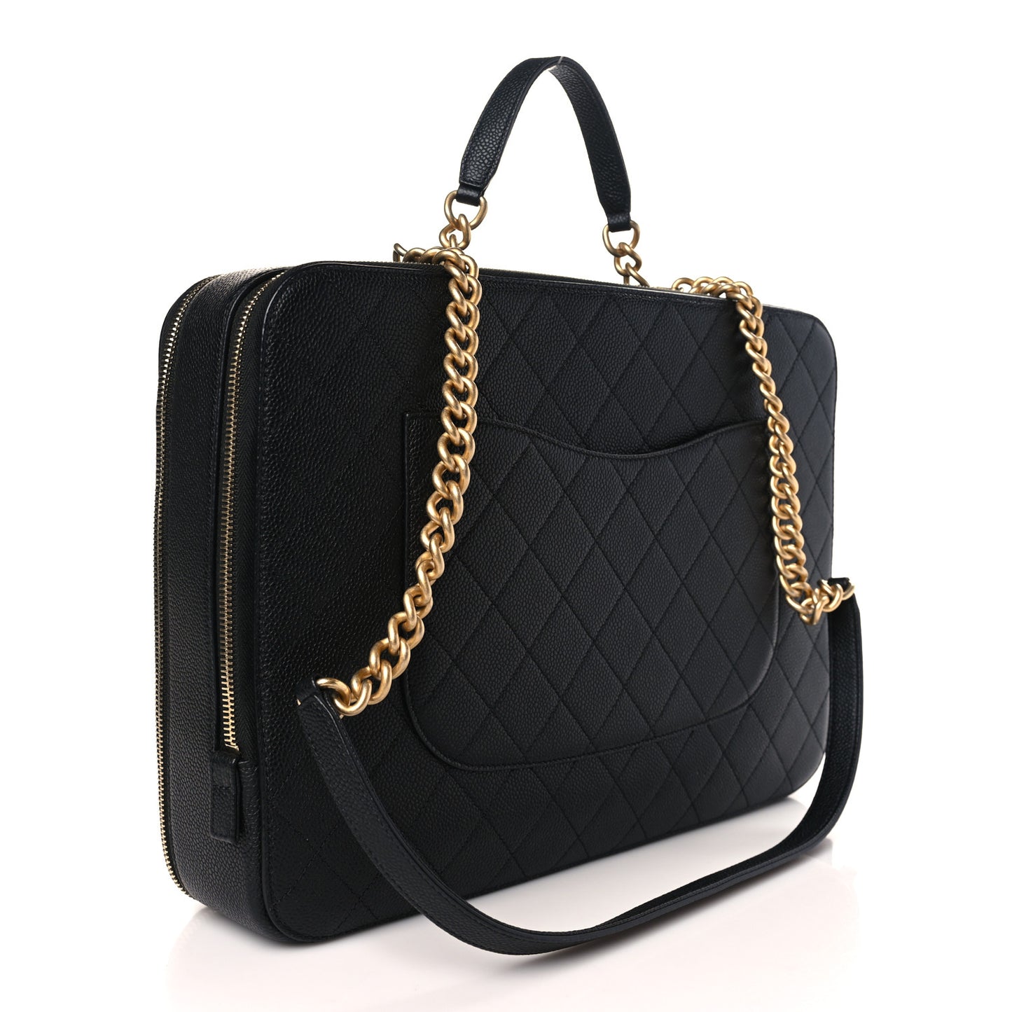 Caviar Quilted Large Business Briefcase Bag Black