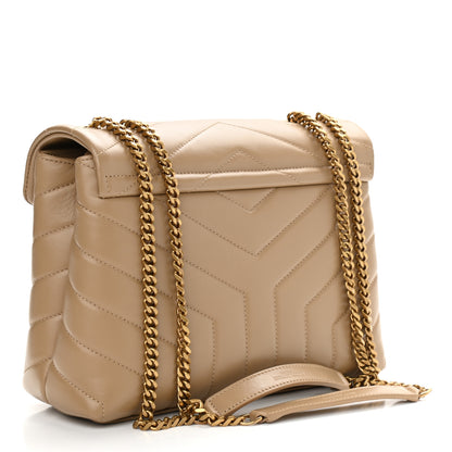 Saint Laurent Calfskin Y Quilted Monogram Small Loulou Chain Satchel Dark Beige 2 of 10