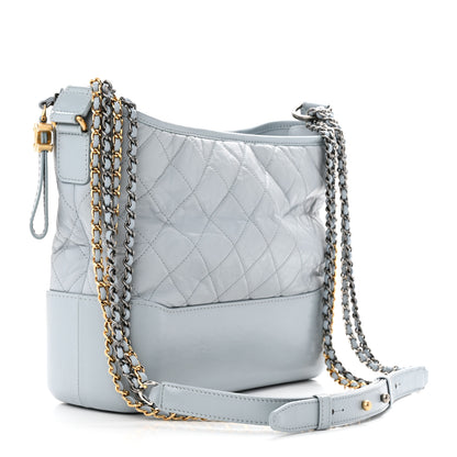 Chanel Aged Calfskin Quilted Medium Gabrielle Hobo Light Blue 3 of 10