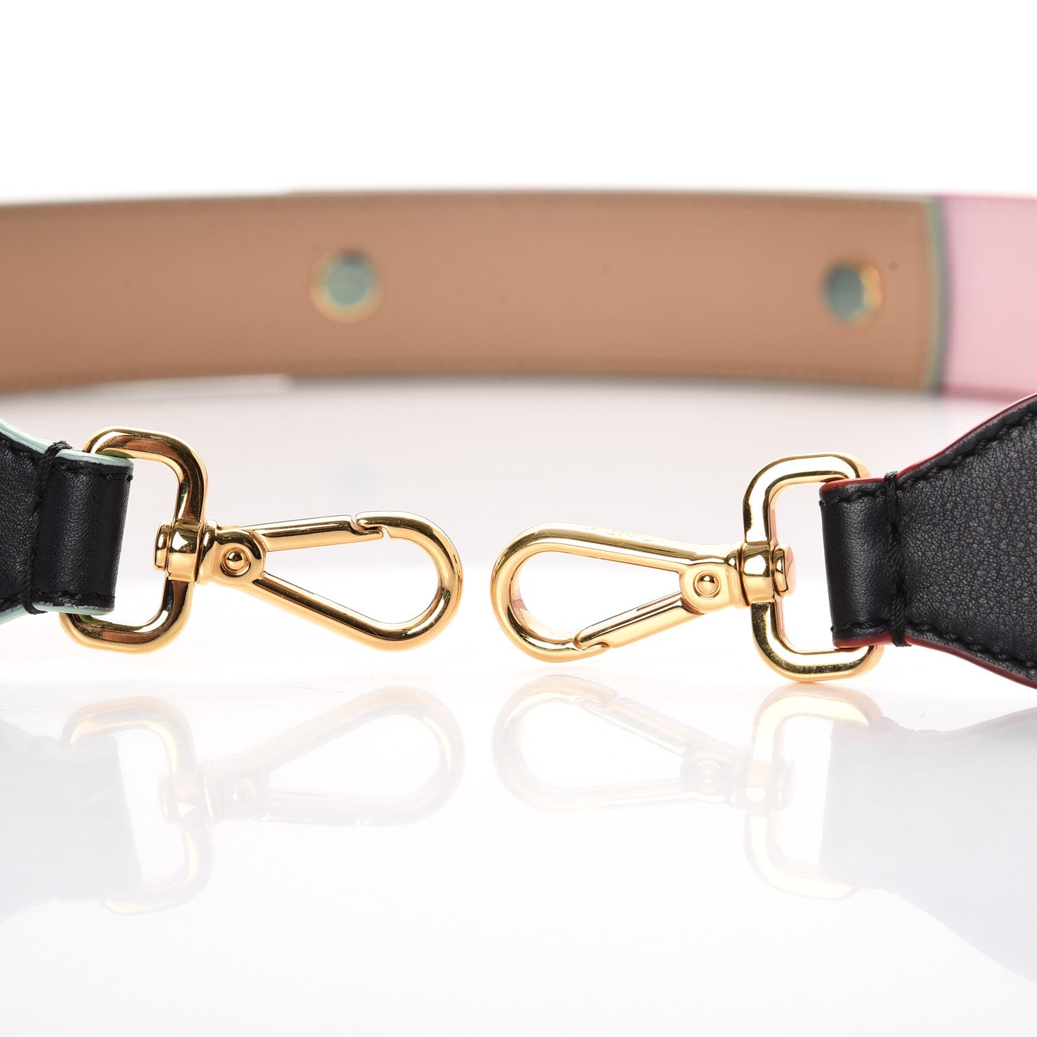 Fendi Vitello Dolce Tri-Color Buttoned Strap You Black Peonia Cuoio 4 of 8