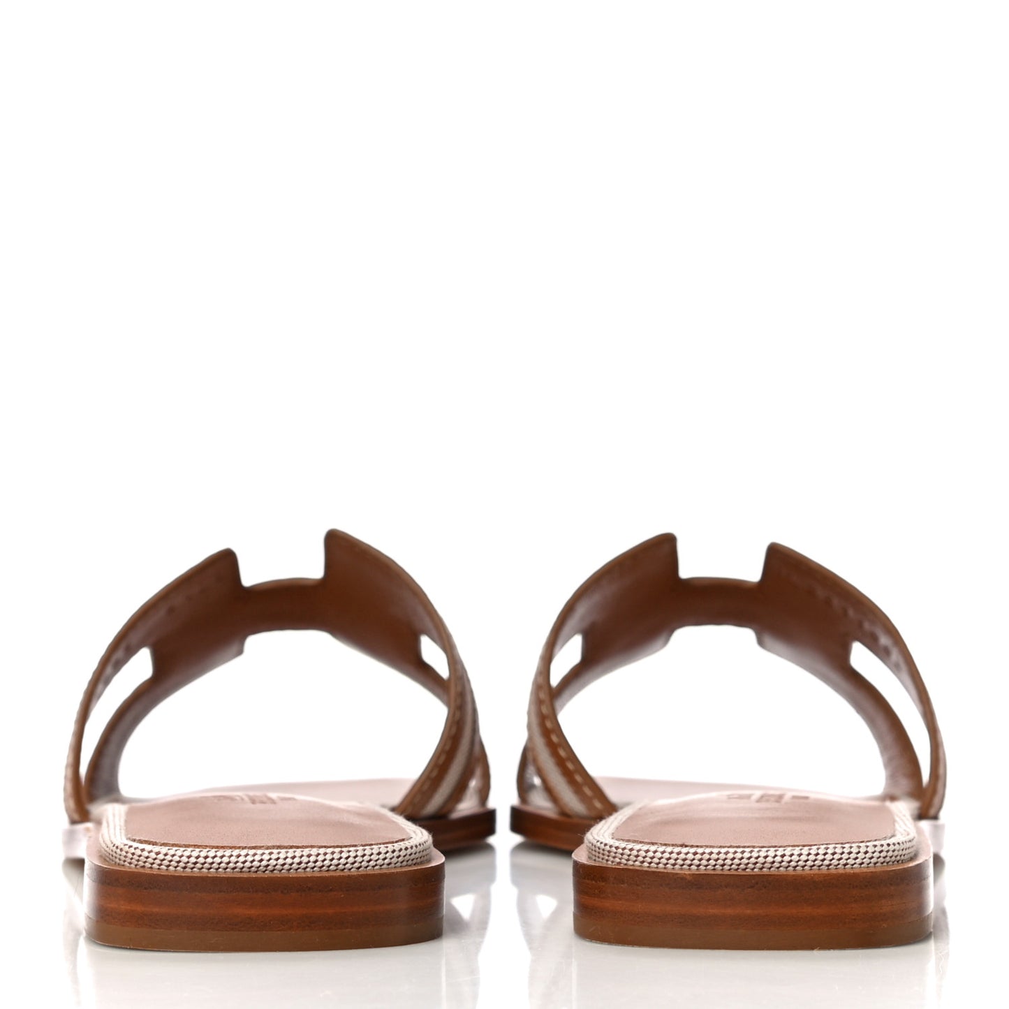 Calfskin Canvas Oran Sandals 36 Noisette Beige Dore