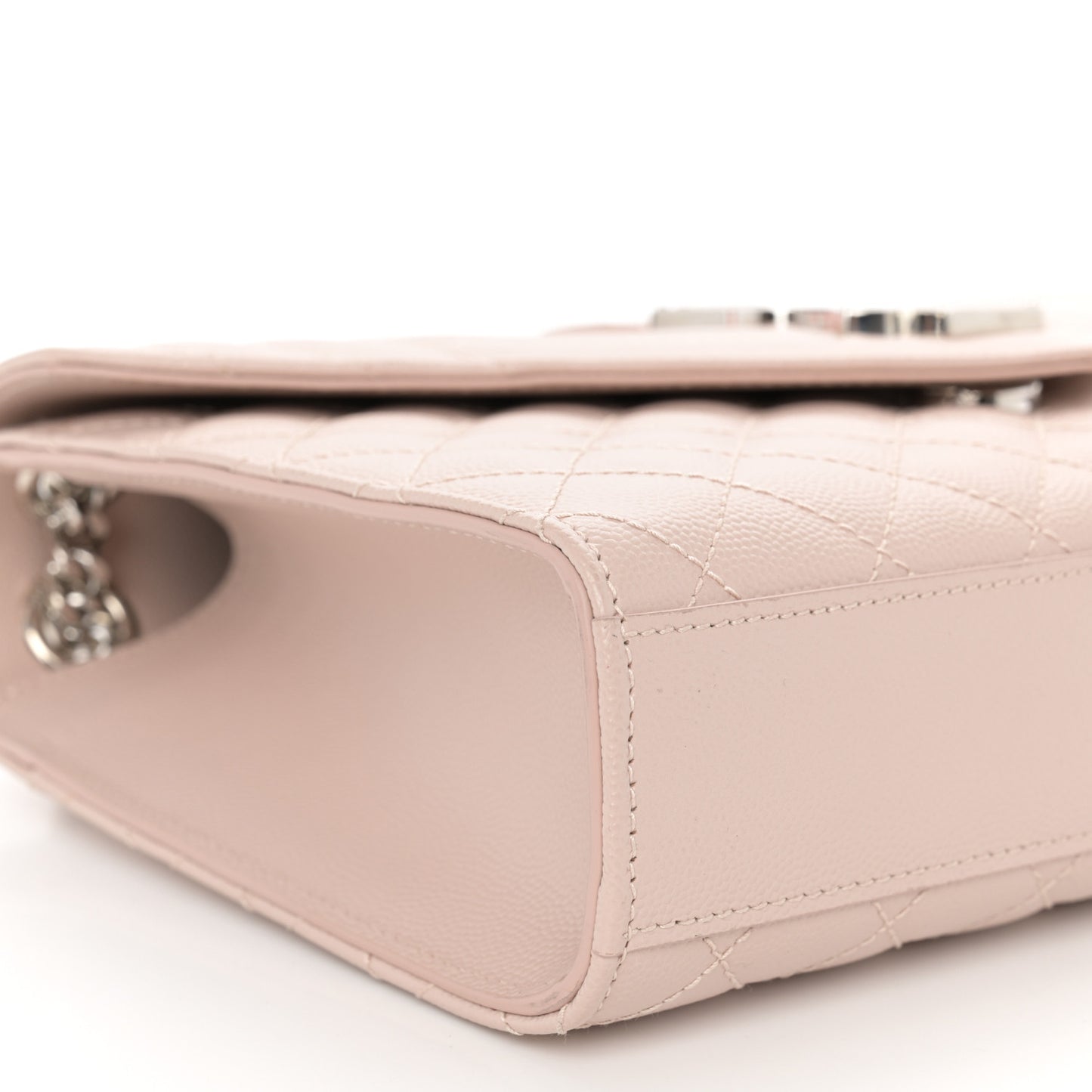 Grain De Poudre Textured Mixed Matelasse Medium Triquilt Monogram Satchel Marble Pink