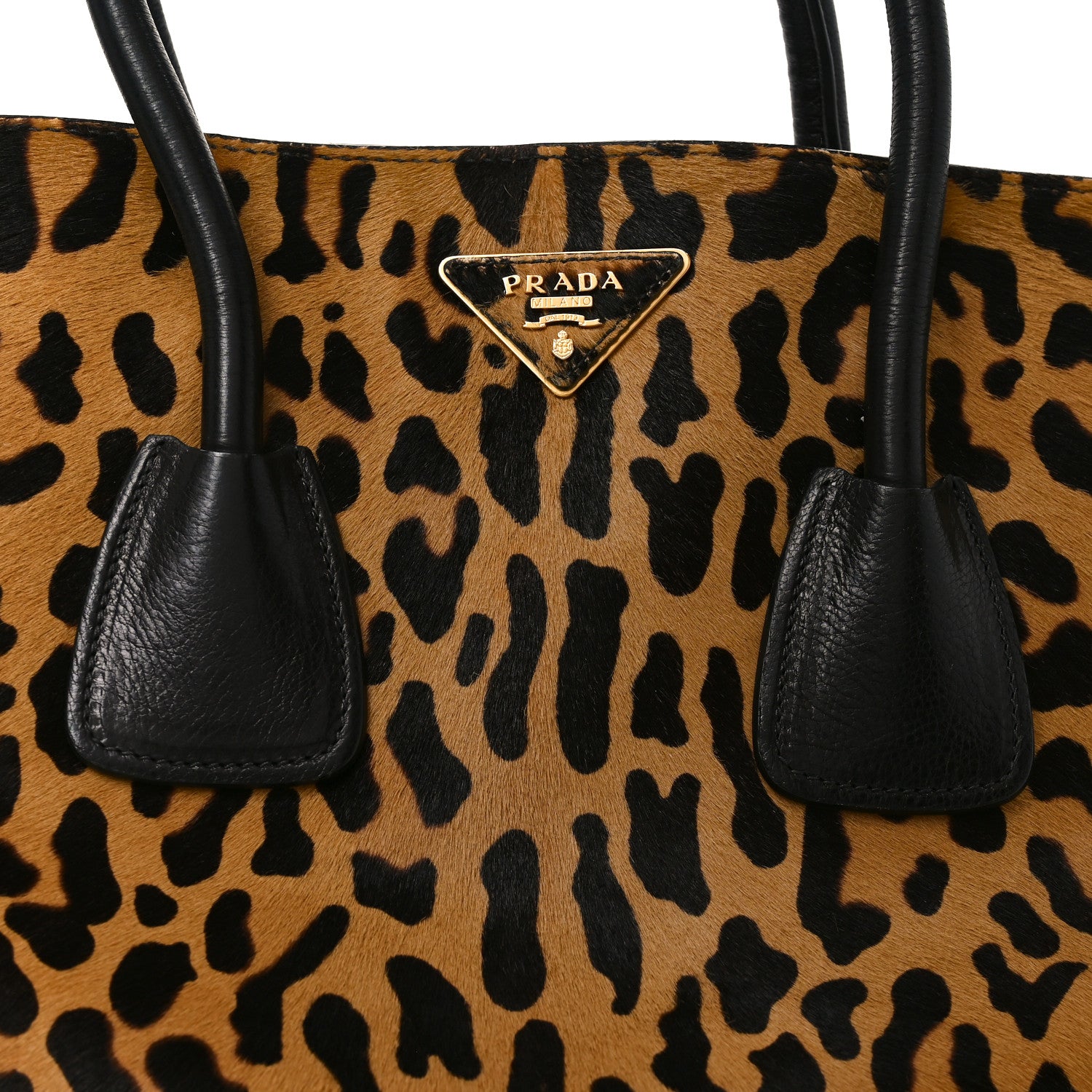 Prada Pony Hair Leopard Print Large Cavallino Miele Moro 1883663