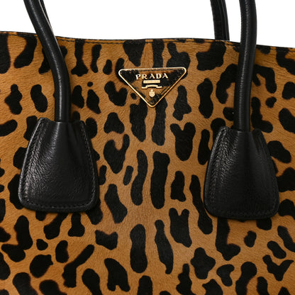 Prada Pony Hair Leopard Print Large Cavallino Miele Moro 6 of 9