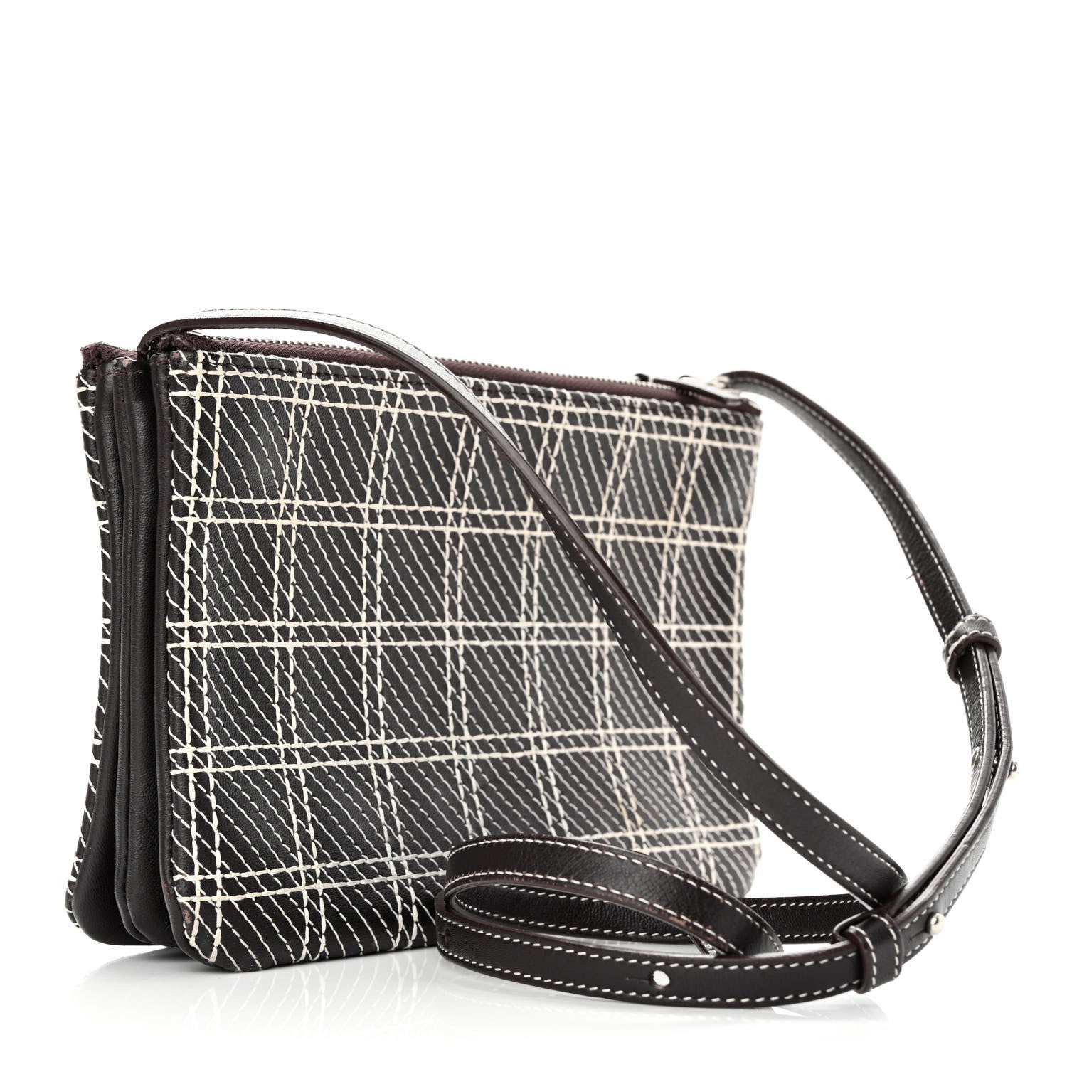 Celine Lambskin Small Trio Crossbody Bag White Brown 3 of 13