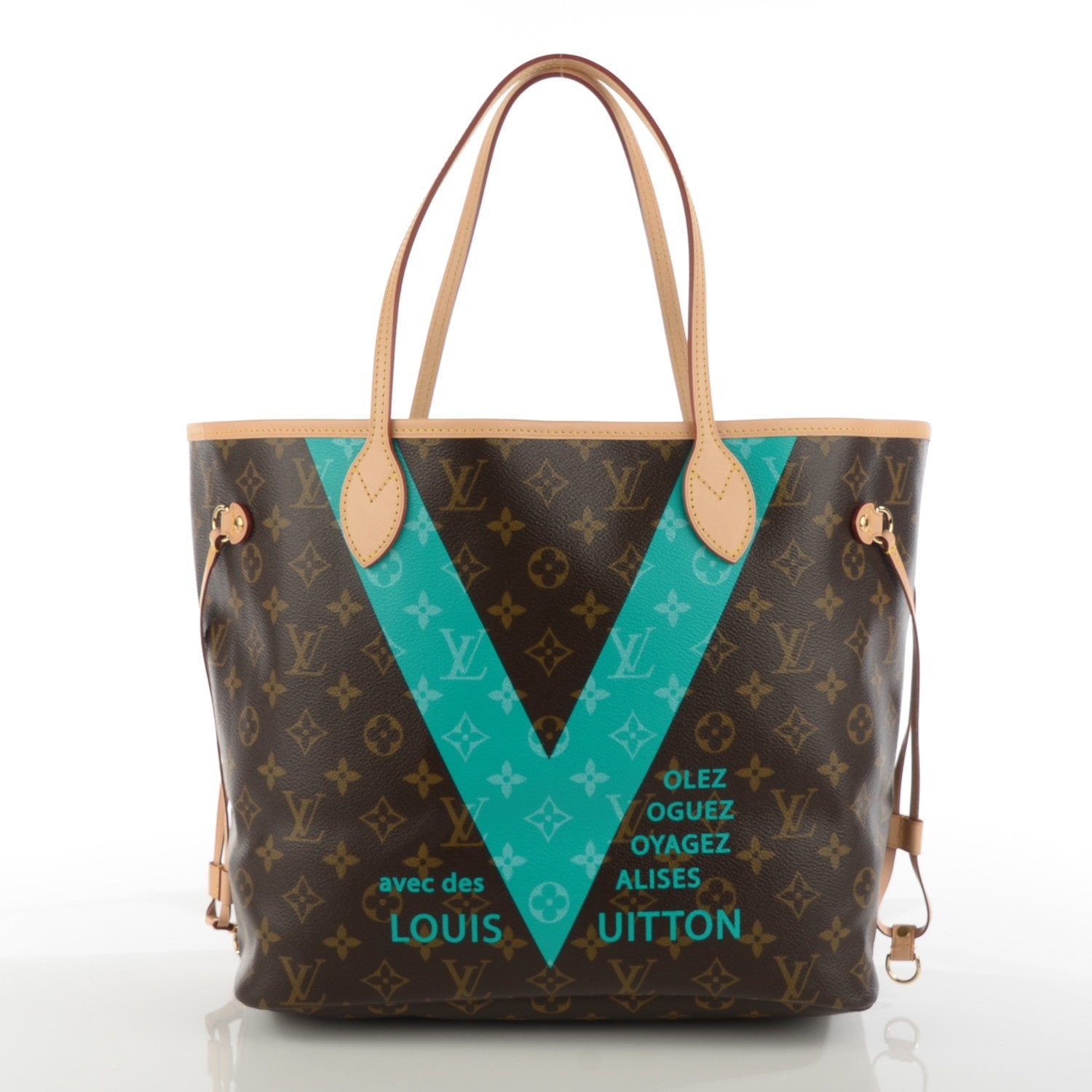 Louis Vuitton Monogram V Neverfull MM Turquoise 3 of 10