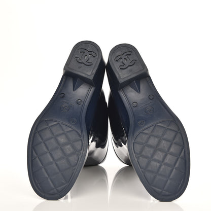 Chanel Rubber Camellia Rain Boots 40 Dark Blue 4 of 6