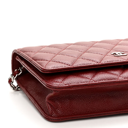 Chanel Caviar Quilted Wallet on Chain WOC Burgundy 10 of 13