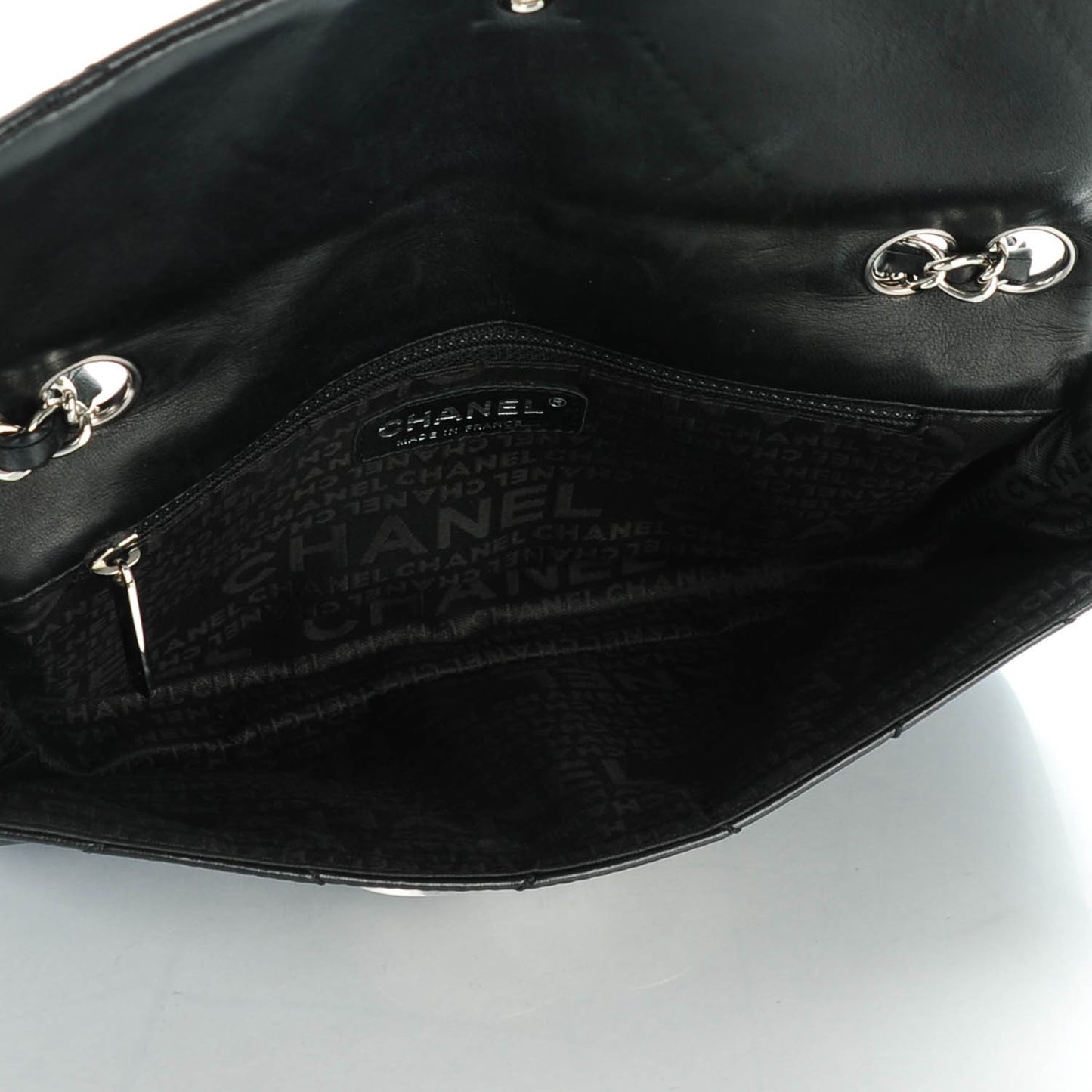 Lambskin Diamond Stitched CC East West Flap Black