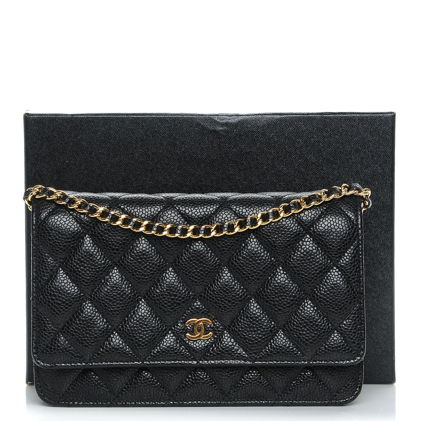 Caviar Quilted Wallet On Chain WOC Black