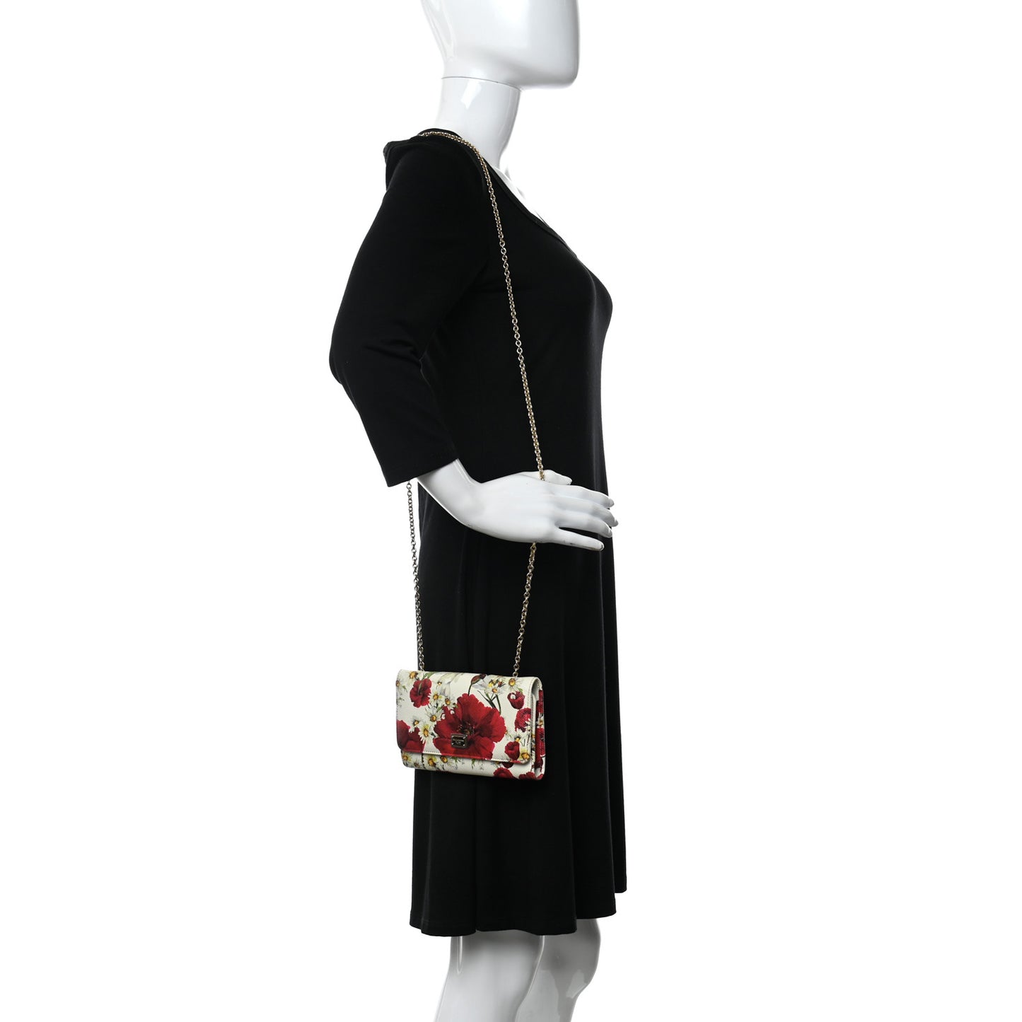 Dauphine Floral Print Wallet On Chain White Pink