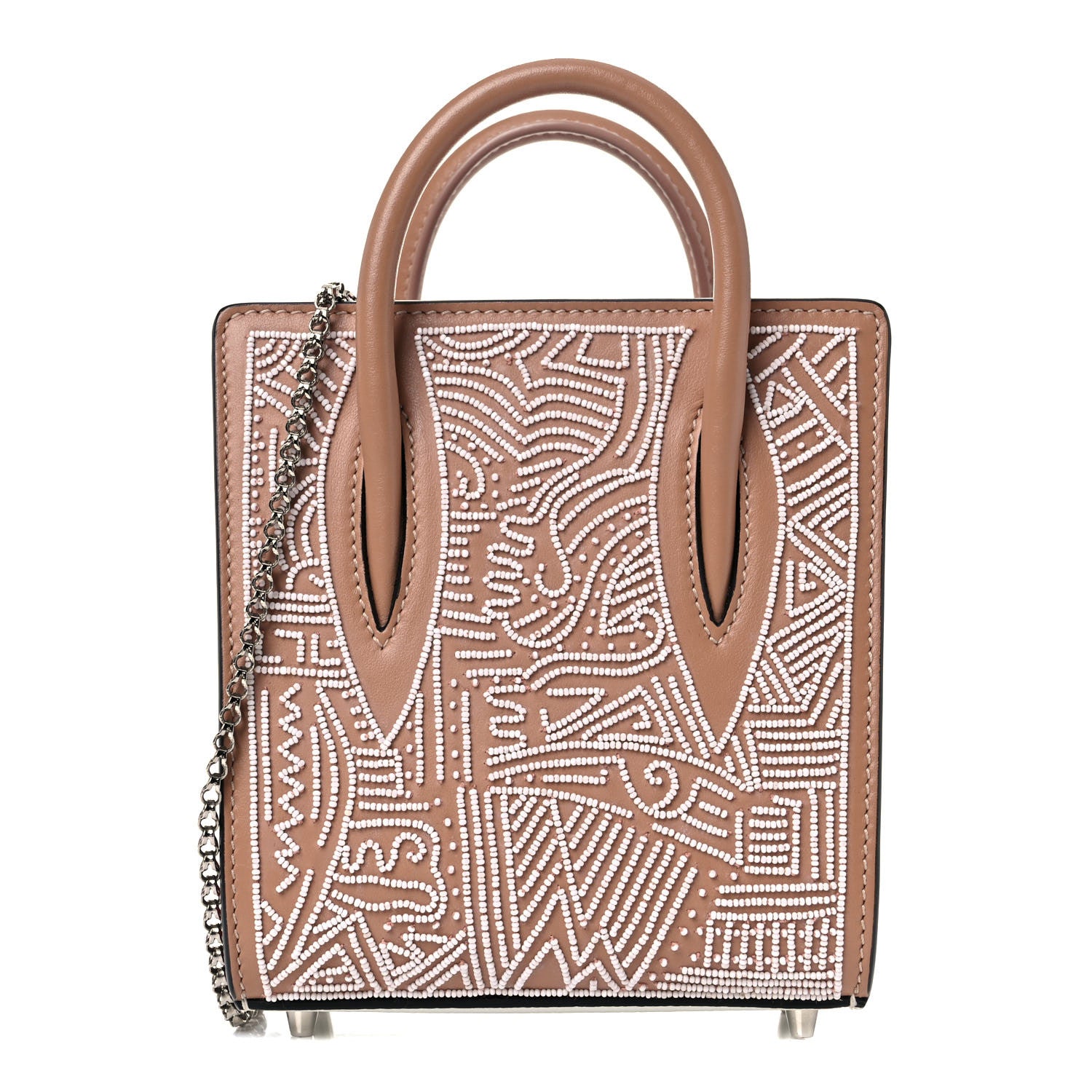 Christian Louboutin Calfskin Beaded Nano Paloma Flesh 1 of 13