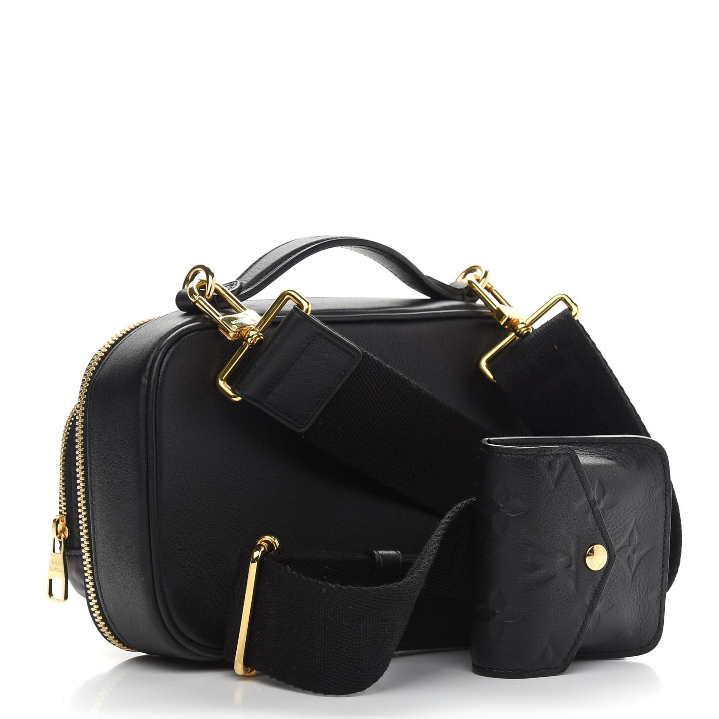 Calfskin Monogram Embossed Utility Crossbody Black