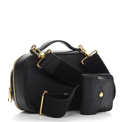 Louis Vuitton Calfskin Monogram Embossed Utility Crossbody Black 3 of 8