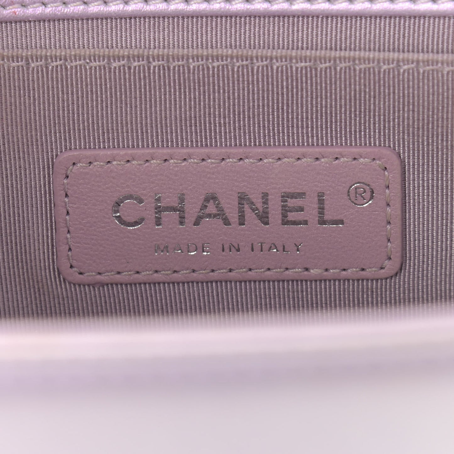 Metallic Lambskin Chevron Quilted Medium Boy Flap Purple