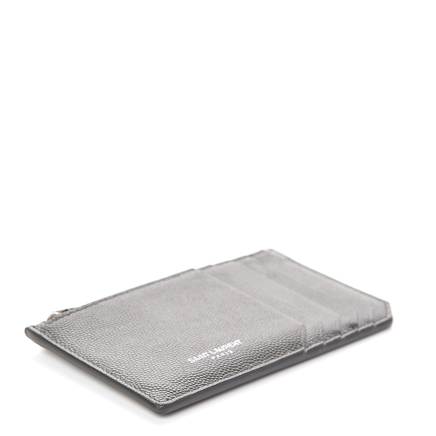 Grained Calfskin 5 Fragments Zip Pouch Card Holder Dark Anthracite
