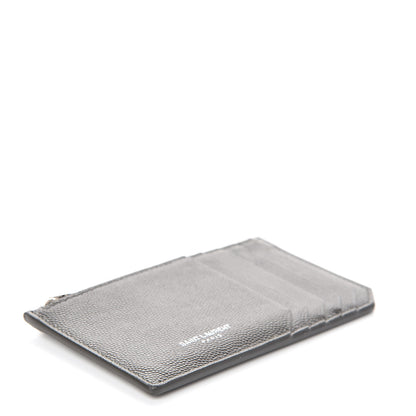 Saint Laurent Grained Calfskin 5 Fragments Zip Pouch Card Holder Dark Anthracite 4 of 6