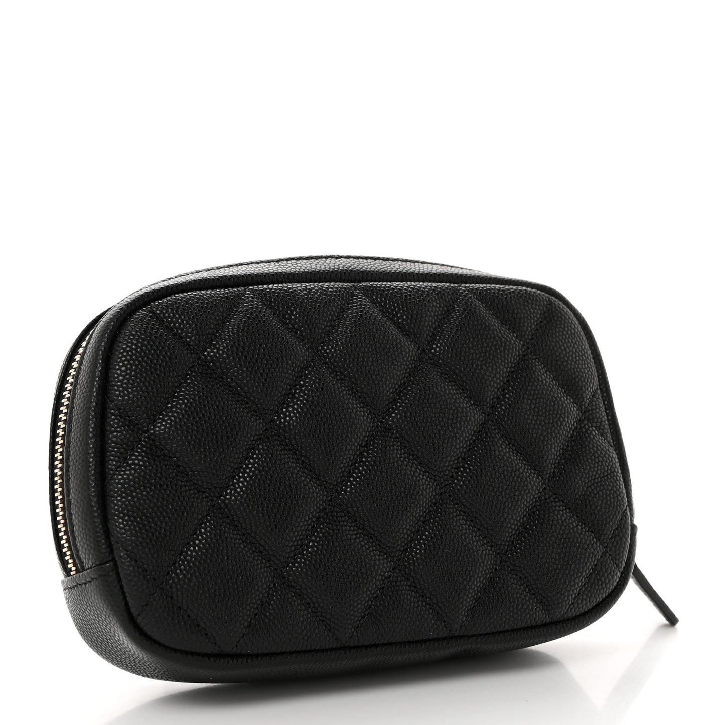 Caviar Quilted Small Curvy Pouch Cosmetic Case Black