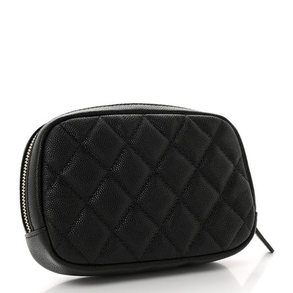 Chanel Caviar Quilted Small Curvy Pouch Cosmetic Case Black 3 of 8