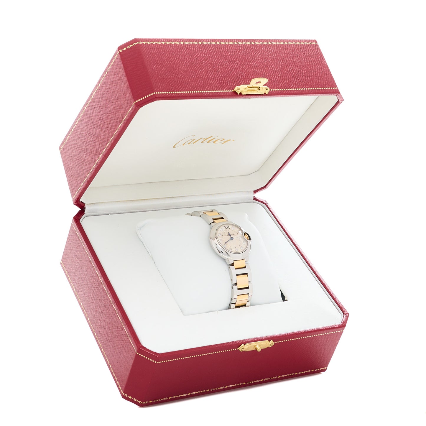 Stainless Steel 18K Yellow Gold Diamond 28mm Ballon Bleu De Cartier Quartz Watch