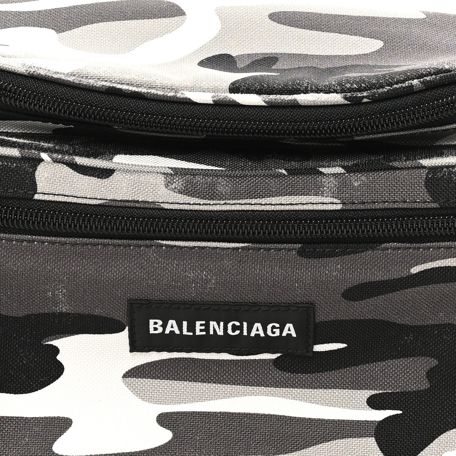 Balenciaga Distressed Nylon Canvas Camo Logo Explorer Beltpack Black White Gray 8 of 11