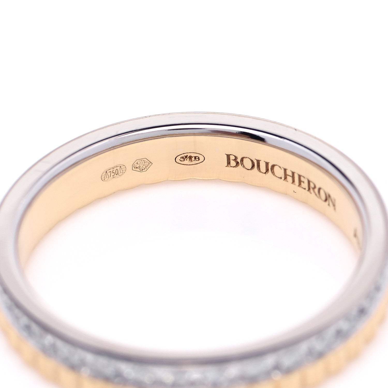 Boucheron 18K Yellow White Gold Diamond Quatre Radiant Wedding Band Ring 50 5.25 5 of 5